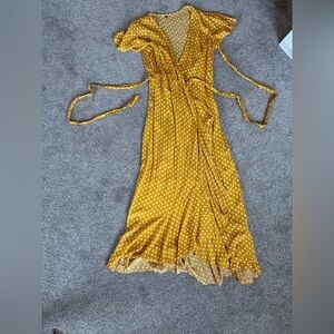 Yellow Polka Dot Wrap Dress